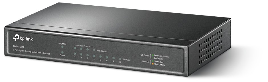 SWITCH 8PORT GIGA WITH 4PORT POE 64W TP LINK
