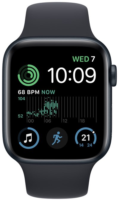Apple Watch SE2 GPS Cellular 44mm Midnight Aluminium Case with Midnight Sport Band - Regular