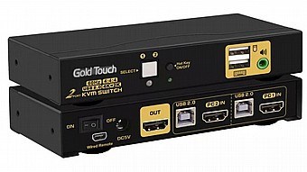 2 ports HDMI 2.0 KVM Switch Gold Touch